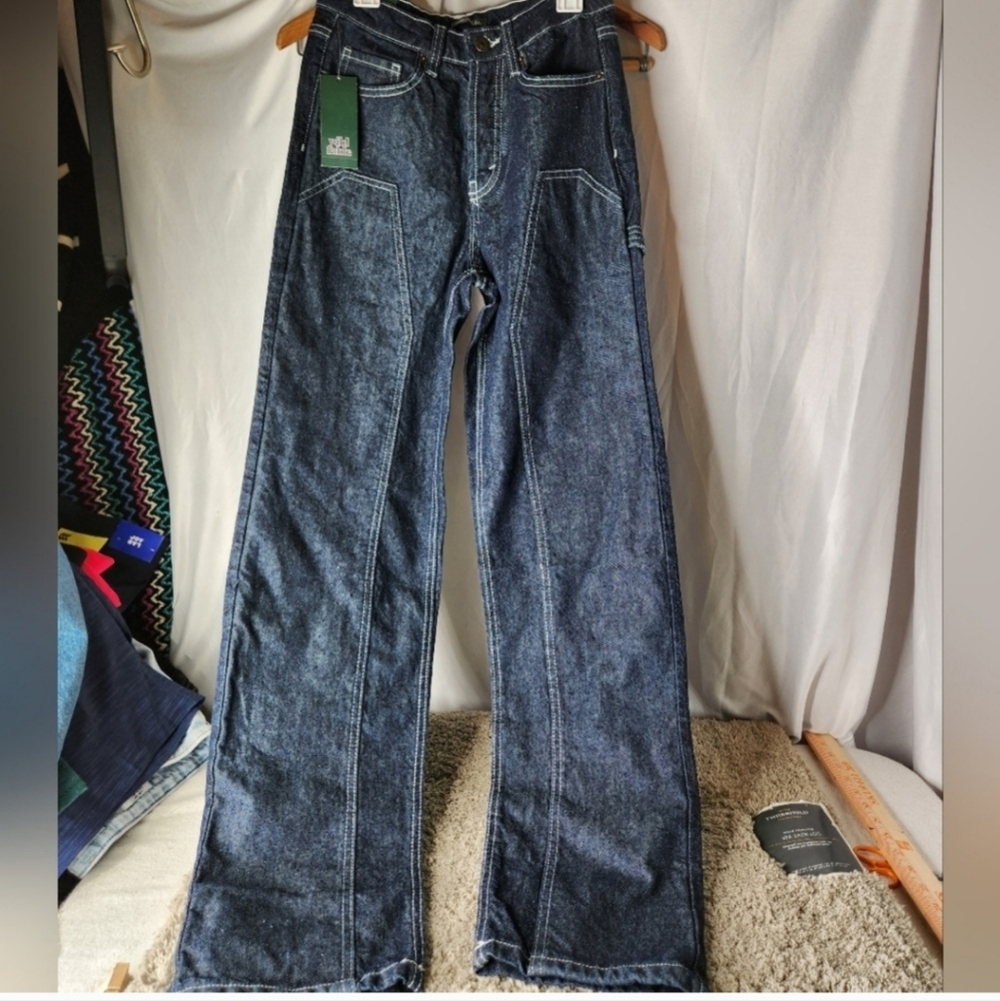 Women's High-Rise EasyRigid Straight Jeans - Wild Fable Blue Raw Wash Size 00/32 - Picture 3 of 13